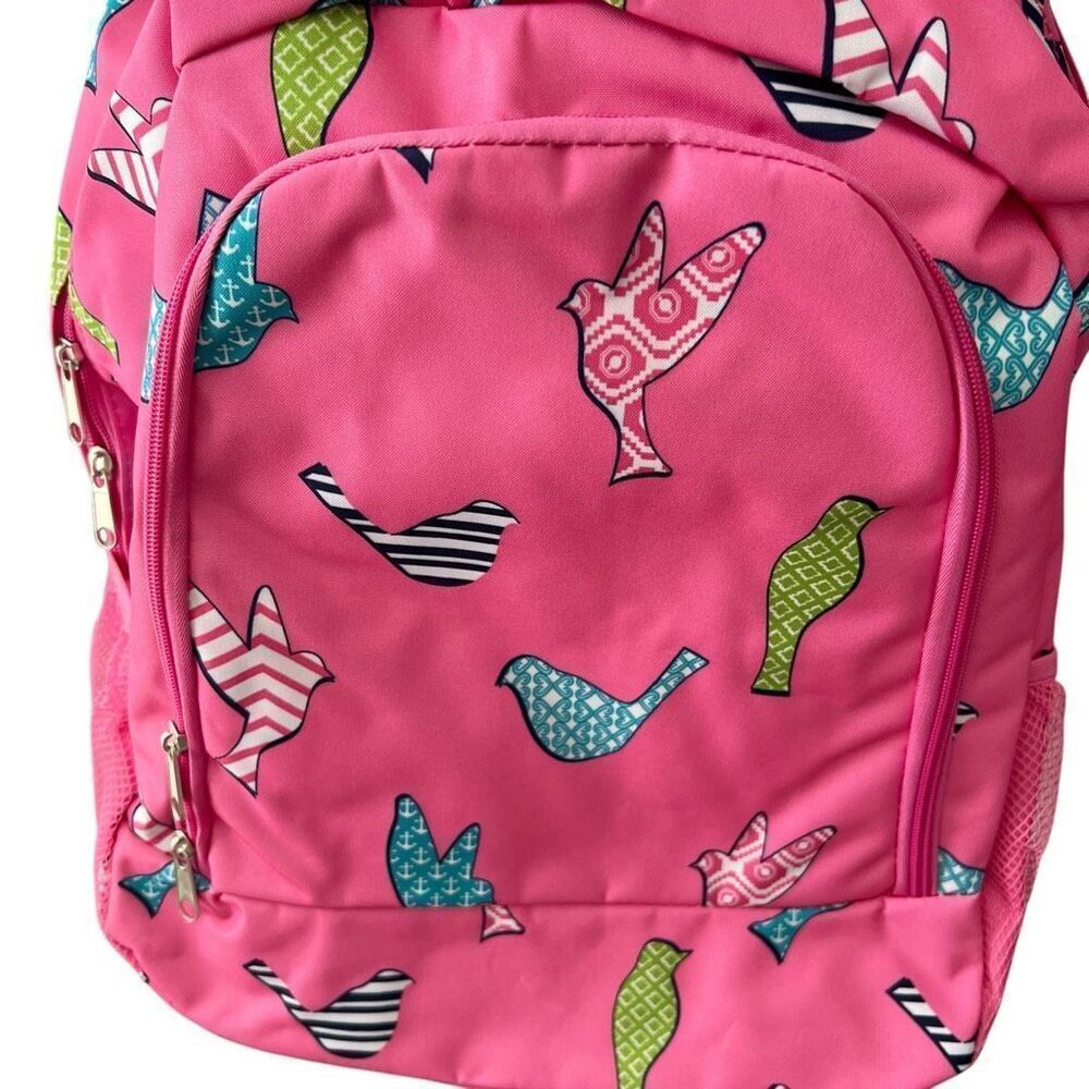 NWT Pink Bird Print Nylon Backpack - Picture 6 of 7